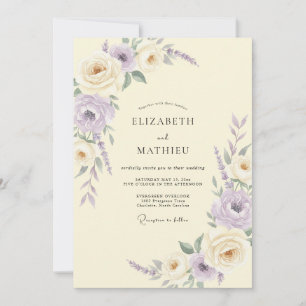 Convites Casamento de Ranunculus Eucalipto Lilás Marfim