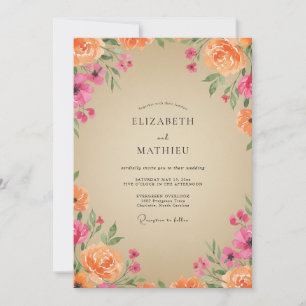 Convites Casamento de Ranunculus Eucalipto Magenta Pêssego