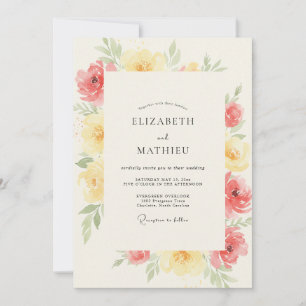 Convites Casamento de Ranunculus Eucalipto Manteiga Coral