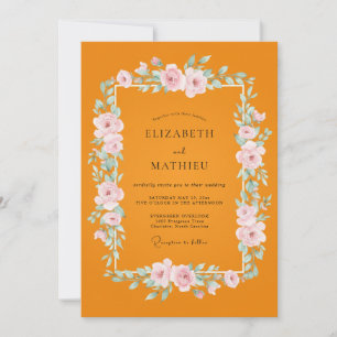 Convites Casamento de Ranunculus Eucalipto Marigold Blush