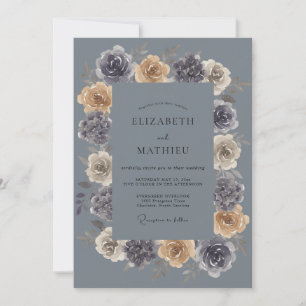Convites Casamento de Ranunculus Eucalipto Mauve Aço