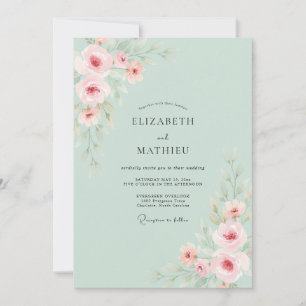 Convites Casamento de Ranunculus Eucalipto Rosa Espuma do M