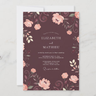 Convites Casamento de Ranunculus Eucalipto Rosa Macia Ameix