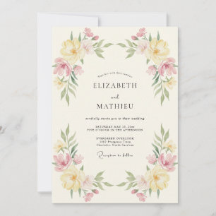 Convites Casamento de Ranunculus Eucalipto Rosa Manteiga