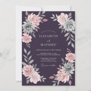 Convites Casamento de Ranunculus Eucalipto Rosa Plum