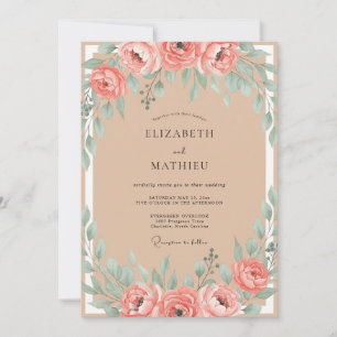 Convites Casamento de Ranunculus Eucalipto Rosa Poeira Aren