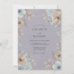 Convites Casamento de Ranunculus Eucalipto Roxo Ardósia