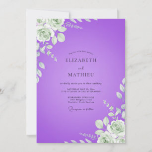 Convites Casamento de Ranunculus Eucalipto Violeta