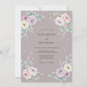 Convites Casamento de Ranunculus Eucalipto Violeta Empoeira