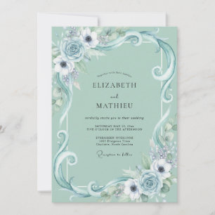 Convites Casamento de Ranunculus Filigrana Eucalipto Espuma
