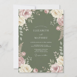 Convites Casamento de Ranunculus Lilás Musgo