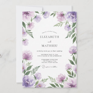 Convites Casamento de Ranunculus Pintado de Violeta