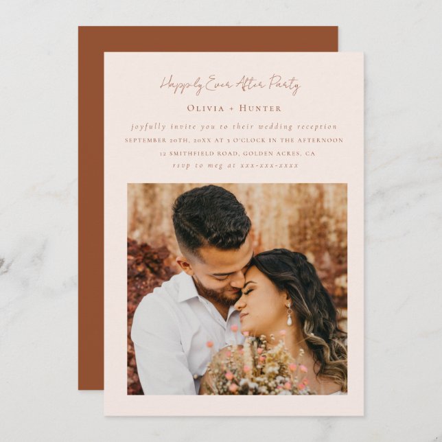 Convites Casamento de Recepção Chic Minimalista (Frente/Verso)