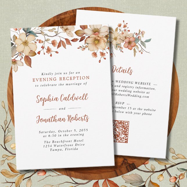 Convites Casamento de Recepção Rustic Wildflower (Wildflowers Fall Colors Evening Wedding Reception Invitation)
