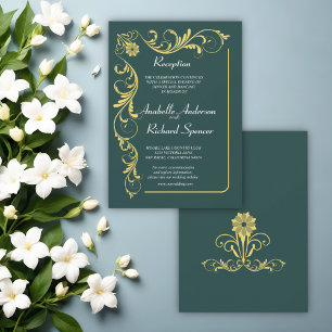 Convites Casamento de Recepção Victoriana Elegante