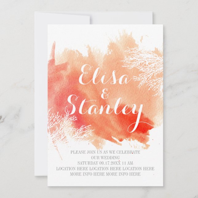 Convites Casamento de recife de coral abstrato (Frente)