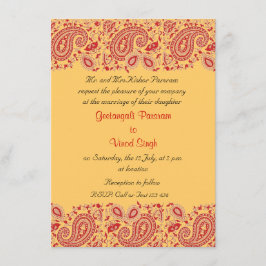 Convites Casamento de Red and Gold Indian