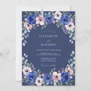 Convites Casamento de redemoinho floral naval