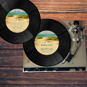 Convites Casamento de Registro de Música de Vinil de Praia