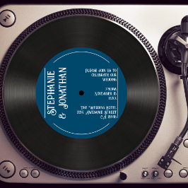 Convites Casamento de Registro de Vinilo Faux do Marinho Re