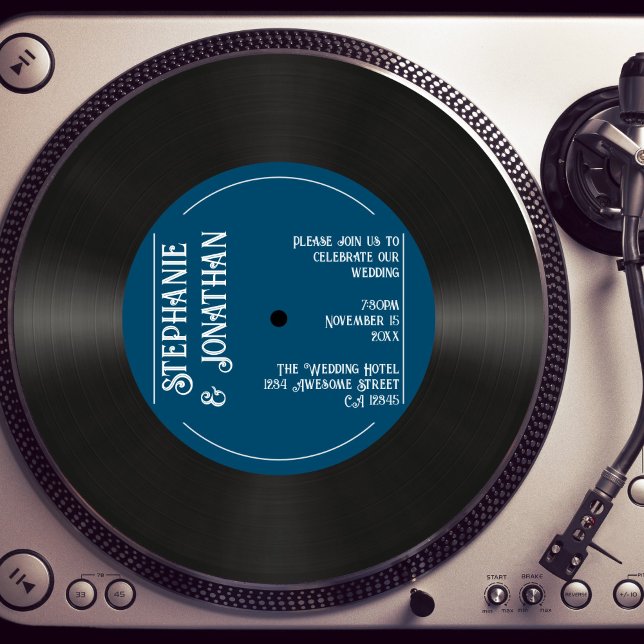 Convites Casamento de Registro de Vinilo Faux do Marinho Re (Criador carregado)