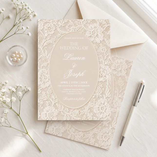 Convites Casamento de Renda Branca (Criador carregado)