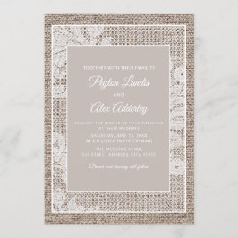 Convites Casamento de Renda Branca Elegante e Rústico em Sa