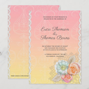 Convites Casamento de Renda e Flores