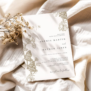 Convites Casamento de Renda Floral Marfim Elegante