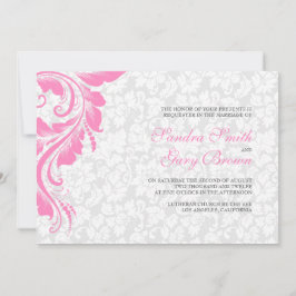 Convites Casamento de renda rosa com Damascos Brancos Elega