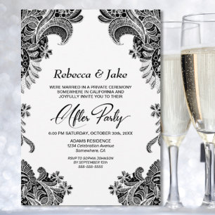 Convites Casamento de rendas brancas e pretas após festa