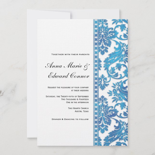 Convites Casamento de rendas Vintage Damask (Frente)