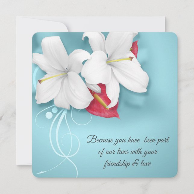 Convites Casamento de Renovação de Vow White e Red Lily (Frente)