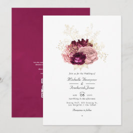 Convites Casamento de Resposta de Código QR Rosa e Dourado