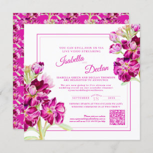 Convites Casamento de ribeirinha de flor rosa, ribeirinha