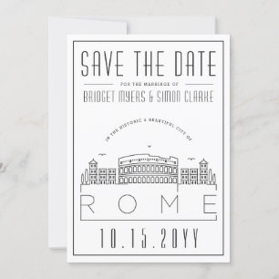Convites Casamento de Roma  Skyline Estilizado Salvar a Dat