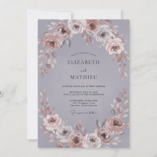 Convites Casamento de Romance Floral em Flor Mauve