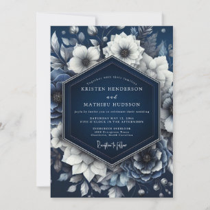 Convites Casamento de Romance Floral Opulento Naval