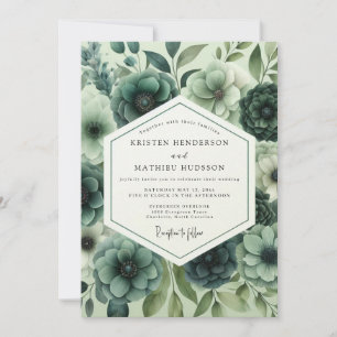 Convites Casamento de Romance Opulento Floral Turquesa