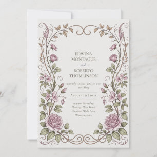Convites Casamento de Rosa Botânica Vitoriana