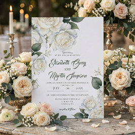 Convites Casamento de Rosa Branca Aquarela