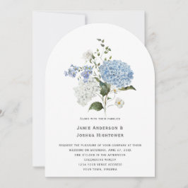 Convites Casamento de Rosa Branca com Hydrangea Azul e Bran