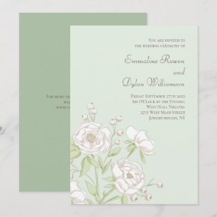 Convites Casamento de Rosa Branca com Verde Salvia