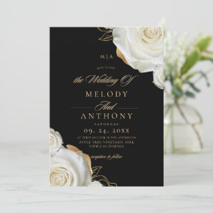 Convites Casamento de Rosa Branca Moderno Chic
