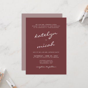 Convites Casamento de Rosa Cinnamon com Caligrafia Minimali
