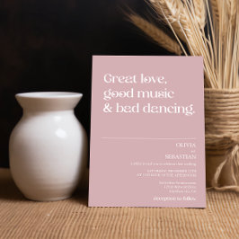 Convites Casamento de Rosa com pografia mínima moderna e en