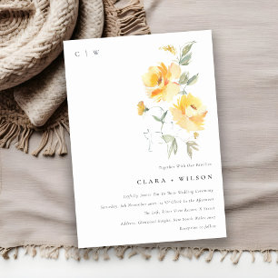 Convites Casamento de Rosa de Flores de de Cor Verde Amarel