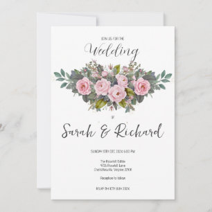 Convites Casamento de Rosa de Jardim Rosa Bege Romântico e 