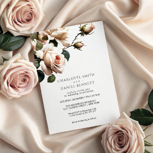 Convites Casamento de Rosa de Óleo de Blush Beige