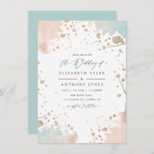 Convites Casamento de rosa, Dourado e Pintor Cor-de-Rosa Es